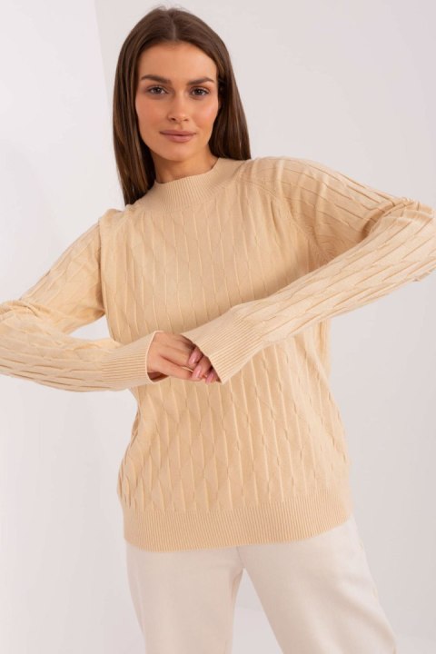 Sweter Damski Model AT-SW-2326.37X Beige - AT Sweter Damski Model AT-SW-2326.37X Beige - AT