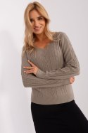 Sweter Damski Model AT-SW-2329.98P Dark Beige - AT Sweter Damski Model AT-SW-2329.98P Dark Beige - AT