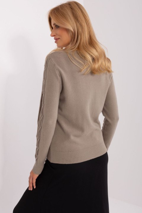 Sweter Damski Model AT-SW-2329.98P Dark Beige - AT Sweter Damski Model AT-SW-2329.98P Dark Beige - AT