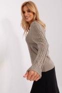 Sweter Damski Model AT-SW-2329.98P Dark Beige - AT Sweter Damski Model AT-SW-2329.98P Dark Beige - AT