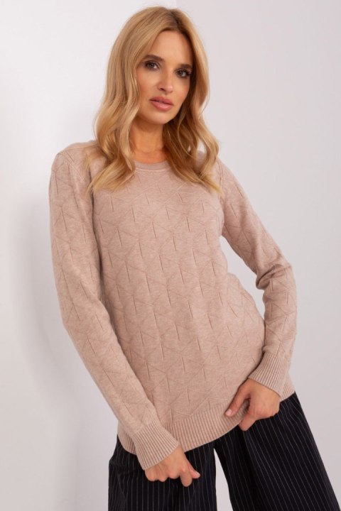 Sweter Damski Model AT-SW-232901.25X Dark Beige - AT Sweter Damski Model AT-SW-232901.25X Dark Beige - AT