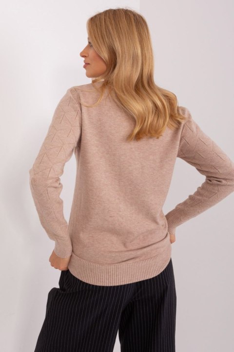 Sweter Damski Model AT-SW-232901.25X Dark Beige - AT Sweter Damski Model AT-SW-232901.25X Dark Beige - AT