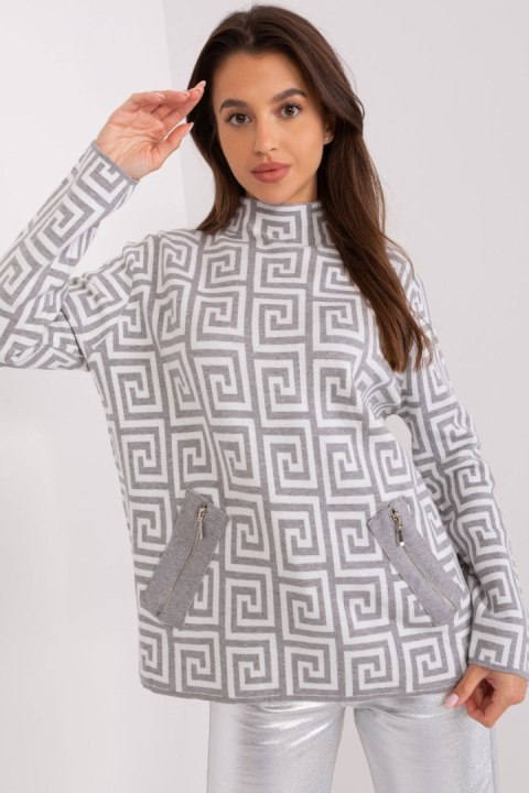 Sweter Damski Model AT-SW-2341.00P Grey - AT Sweter Damski Model AT-SW-2341.00P Grey - AT