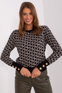 Sweter Damski Model AT-SW-2342.46P Black/Beige - AT Sweter Damski Model AT-SW-2342.46P Black/Beige - AT