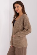 Sweter Damski Model AT-SW-2358.31 Dark Beige - AT Sweter Damski Model AT-SW-2358.31 Dark Beige - AT