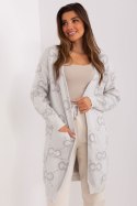 Sweter Kardigan Model AT-SW-23401-A.86 Light Grey - AT Sweter Kardigan Model AT-SW-23401-A.86 Light Grey - AT