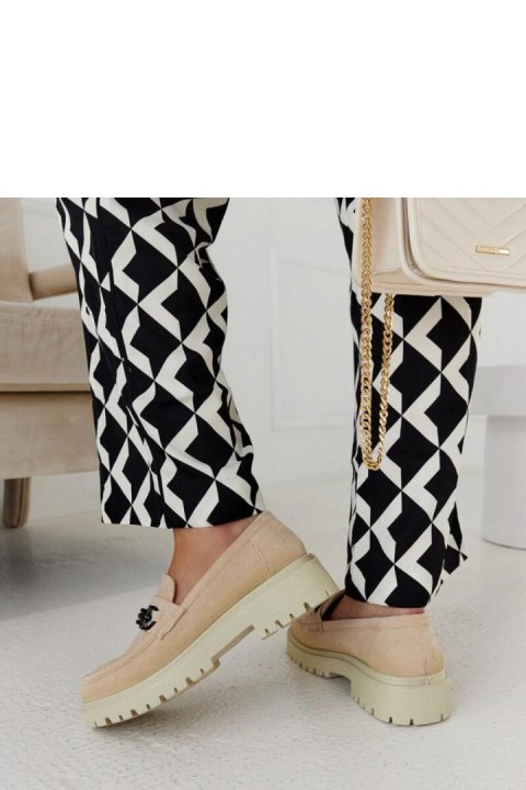 Beżowe zamszowe mokasyny z klamerką na grubej podeszwie Lyle - Solea