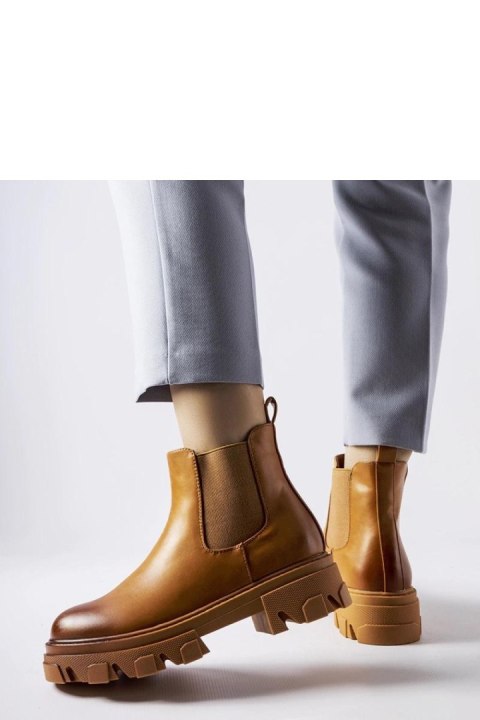 Brązowe wsuwane masywne botki Castell - Solea Brązowe wsuwane masywne botki Castell - Solea