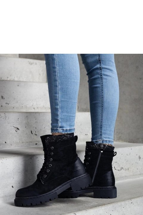 Czarne botki z błyszczącymi wstawkami Prairie - Solea Czarne botki z błyszczącymi wstawkami Prairie - Solea