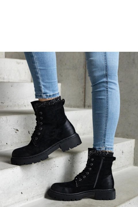 Czarne botki z błyszczącymi wstawkami Prairie - Solea Czarne botki z błyszczącymi wstawkami Prairie - Solea