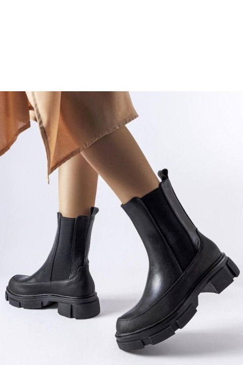 Czarne botki z elastyczną cholewką Faisal - Solea Czarne botki z elastyczną cholewką Faisal - Solea