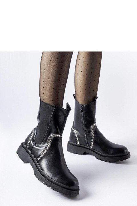 Czarne botki zdobione cyrkoniami Anastasio - Solea Czarne botki zdobione cyrkoniami Anastasio - Solea