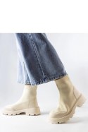 Beżowe skarpetkowe botki Lonte - Solea