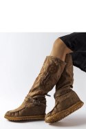 Ciemnobrązowe kozaki w stylu boho Putignano - Solea Ciemnobrązowe kozaki w stylu boho Putignano - Solea