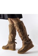 Ciemnobrązowe kozaki w stylu boho Putignano - Solea Ciemnobrązowe kozaki w stylu boho Putignano - Solea