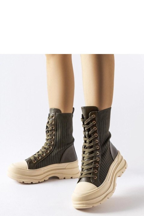 Ciemnozielone botki jasna gruba podeszwa Vitto - Solea Ciemnozielone botki jasna gruba podeszwa Vitto - Solea