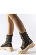 Ciemnozielone botki jasna gruba podeszwa Vitto - Solea Ciemnozielone botki jasna gruba podeszwa Vitto - Solea