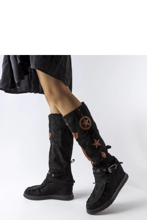 Czarne kozaki w stylu boho Putignano - Solea Czarne kozaki w stylu boho Putignano - Solea