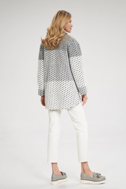 Kurtka Damska Model M857 Grey Pasy - Figl Kurtka Damska Model M857 Grey Pasy - Figl