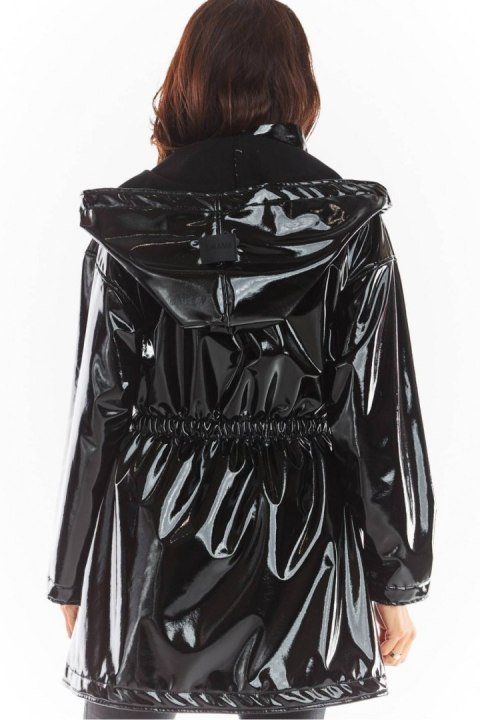 Płaszcz Damski Model A381 Black Lateks - awama Płaszcz Damski Model A381 Black Lateks - awama